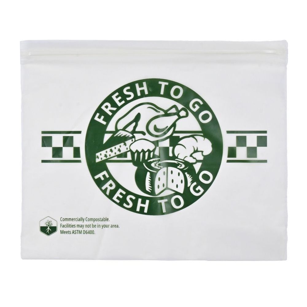 Fresh to Go Printed Compostable Zipper Saddle Pack Deli Bag