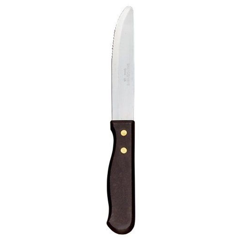 13/0 Stainless Steel 10 inch Beef Baron Round Tip Steak Knife with Black Polypropylene Handle