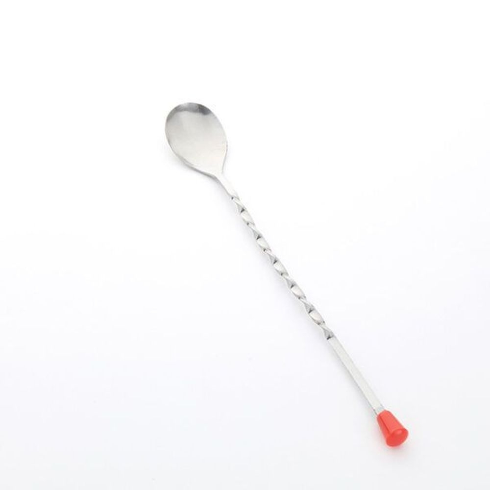 American Metalcraft Stainless Steel Twisted Bar Spoon With Red Knob, 10 Inch Length