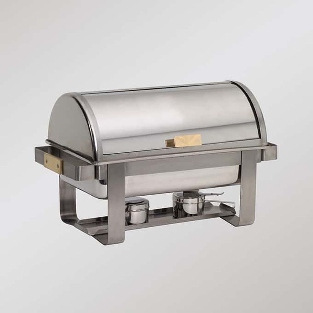 American Metalcrafts Applause Rectangle Chafer with Roll Top - 8 Quart, 18/8 Stainless Steel.