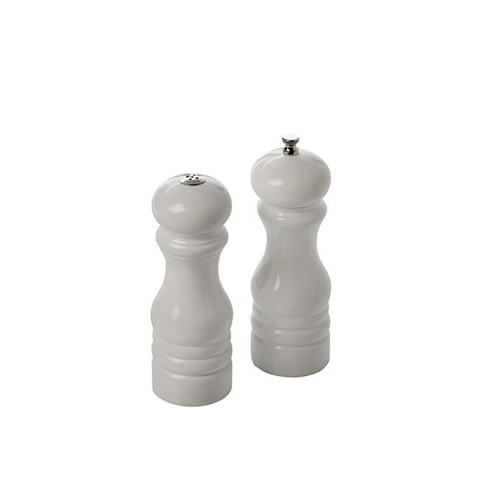American Metalcraft White Rubberwood Salt And Pepper Mill Set, 2-1/4 Inch Dia. X 6 Inch Height