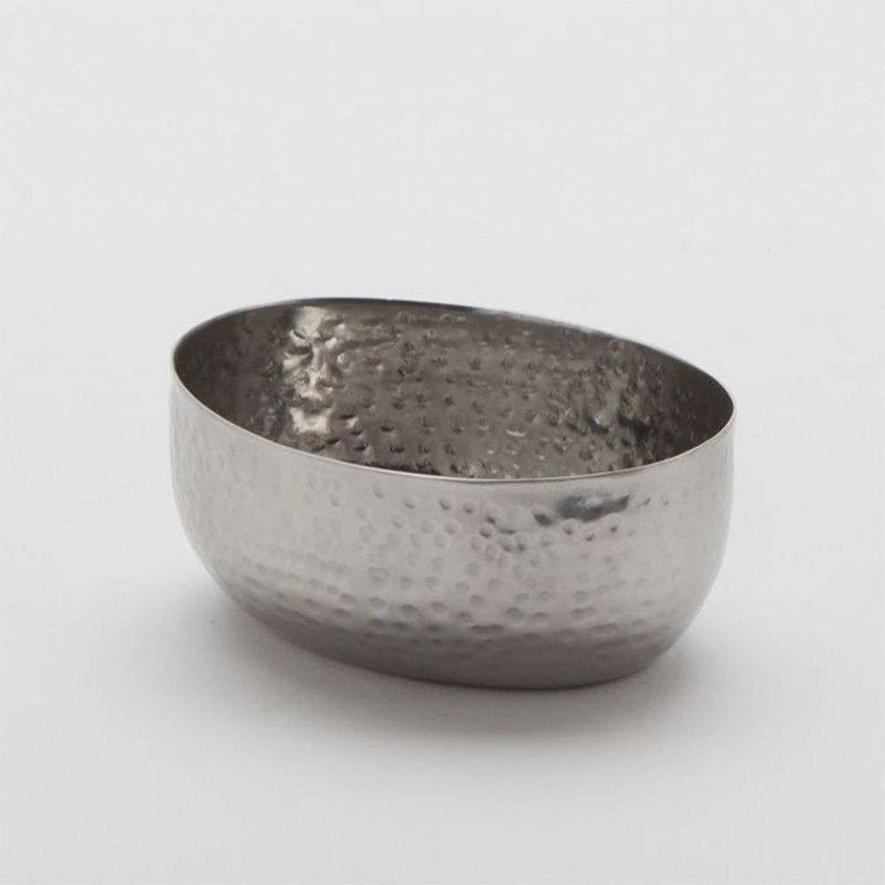American Metalcraft Hammered Stainless Steel Oval Sauce Cup, 4 Ounce