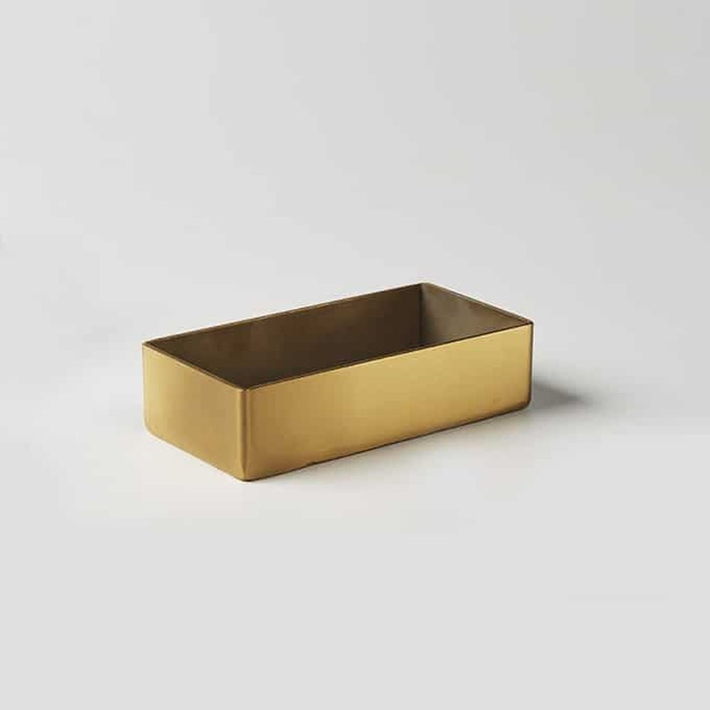 American Metalcraft Stainless Steel Satin Finish Gold Tray, 4-1/4 inch Length x 2-1/4 inch Width x 1 inch Height