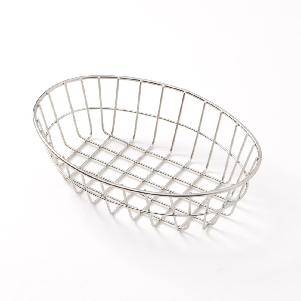 American Metalcraft Stainless Steel Oval Wire Grid Basket, 9 inch Length x 6 inch Width x 2-1/2 inch Height