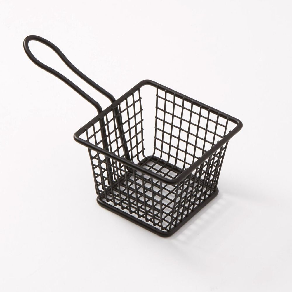American Metalcraft Black Square Mini Fry Basket with 4 inch Handle, 4 inch Square . X 3 inch Height