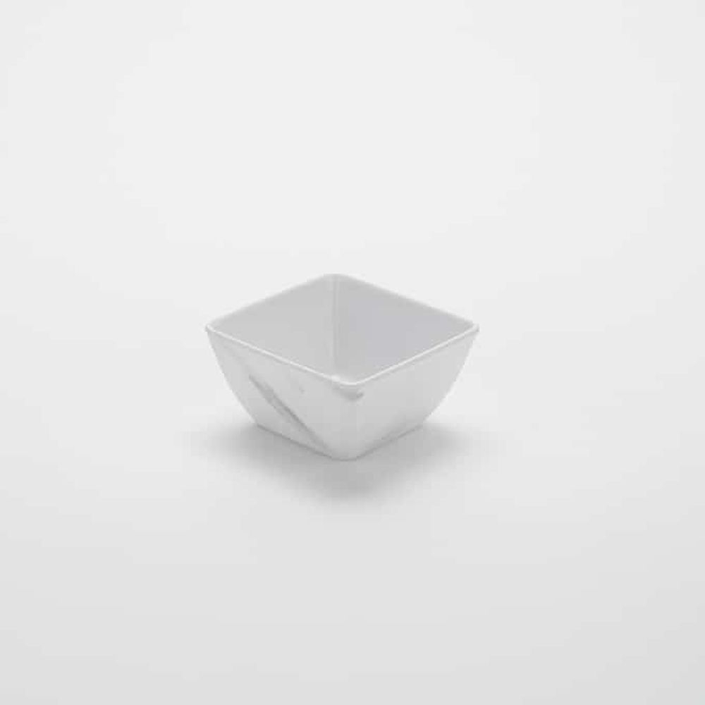 American Metalcraft White Marble Melamine Square Bowl, 19 Ounce
