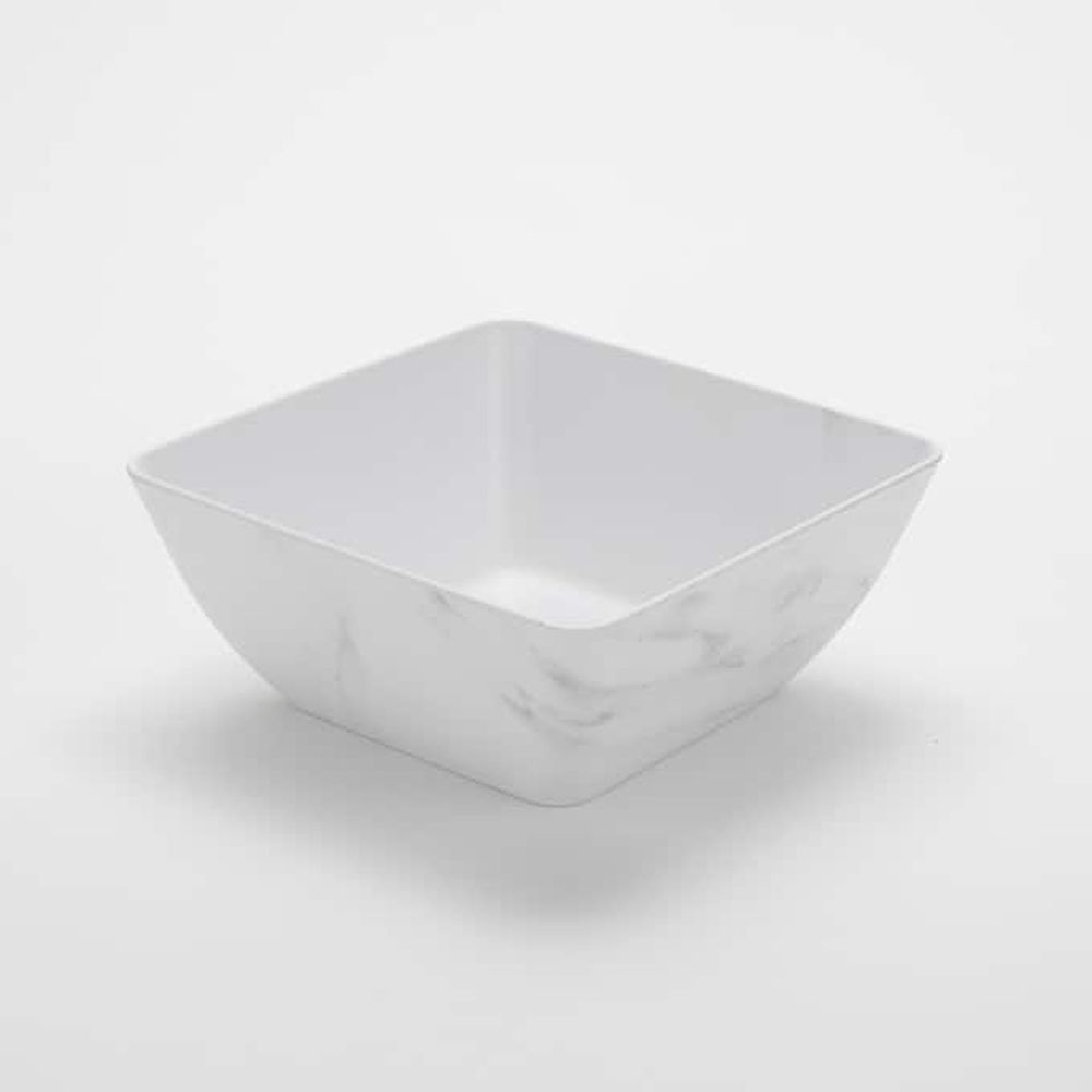 American Metalcraft White Marble Melamine Square Bowl, 127 Ounce