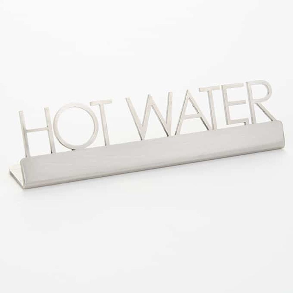 American Metalcraft Stainless Steel Laser Cut Hot Water Sign, 5 x 3/4 x 1 1/4 inch