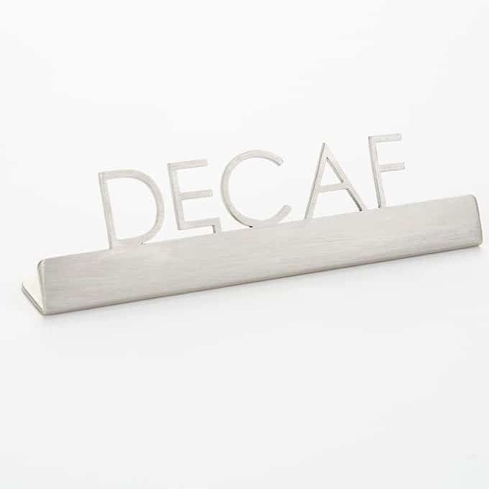 American Metalcraft Stainless Steel Laser Cut Decaf Sign, 5 x 3/4 x 1 1/4 inch