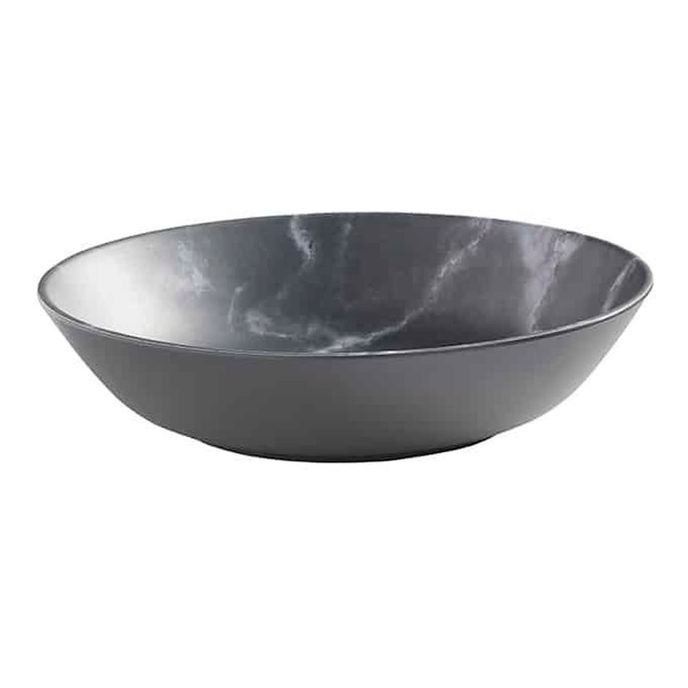 American Metalcraft Mix and Matte Collection Melamine Round Gray Marble Coupe Bowl, 36 Ounce