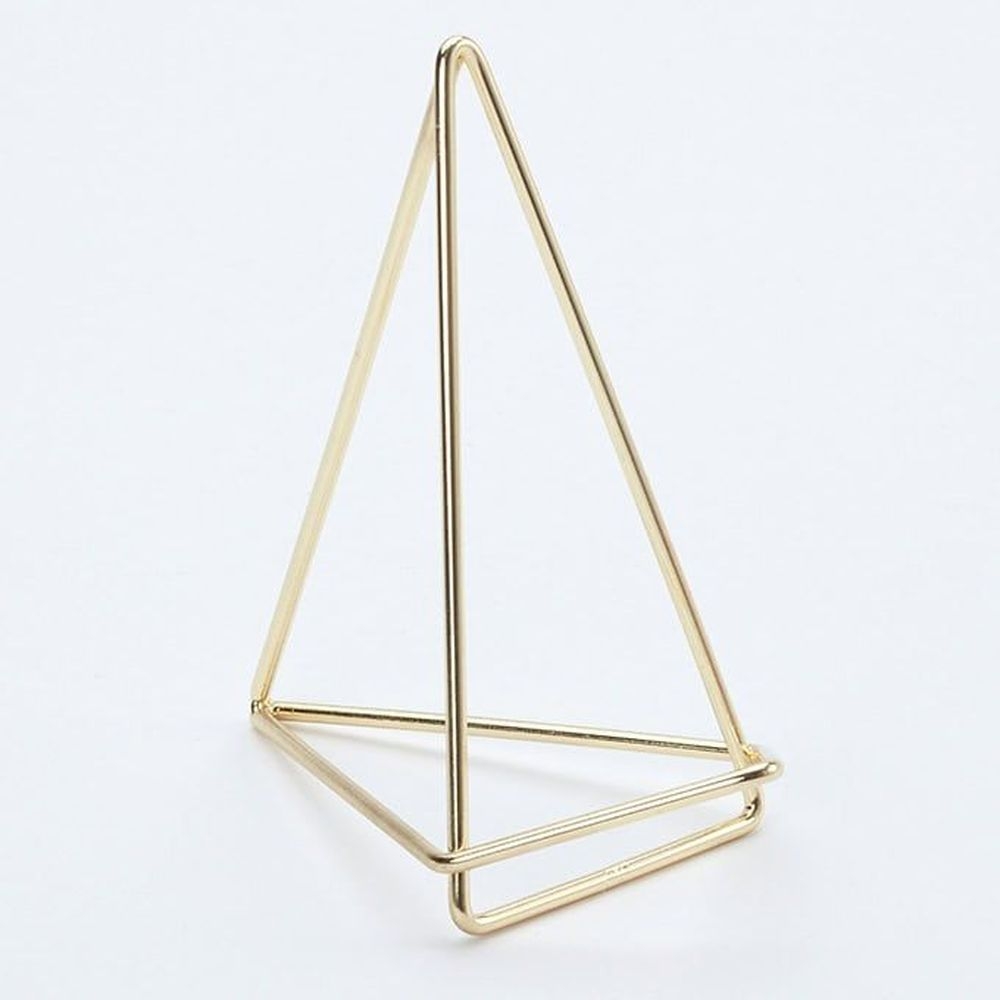 American Metalcraft Gold Geometric Card Holder, 3 1/2 x 2 x 4 inch