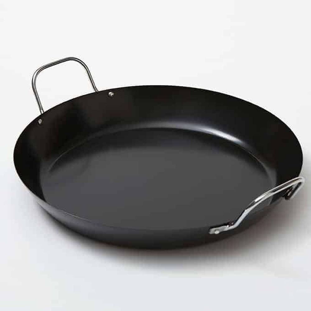 American Metalcraft Black Wrought Iron Round Paella Pan, 21-3/4 Inch Dia. X 4-3/4 Inch Height