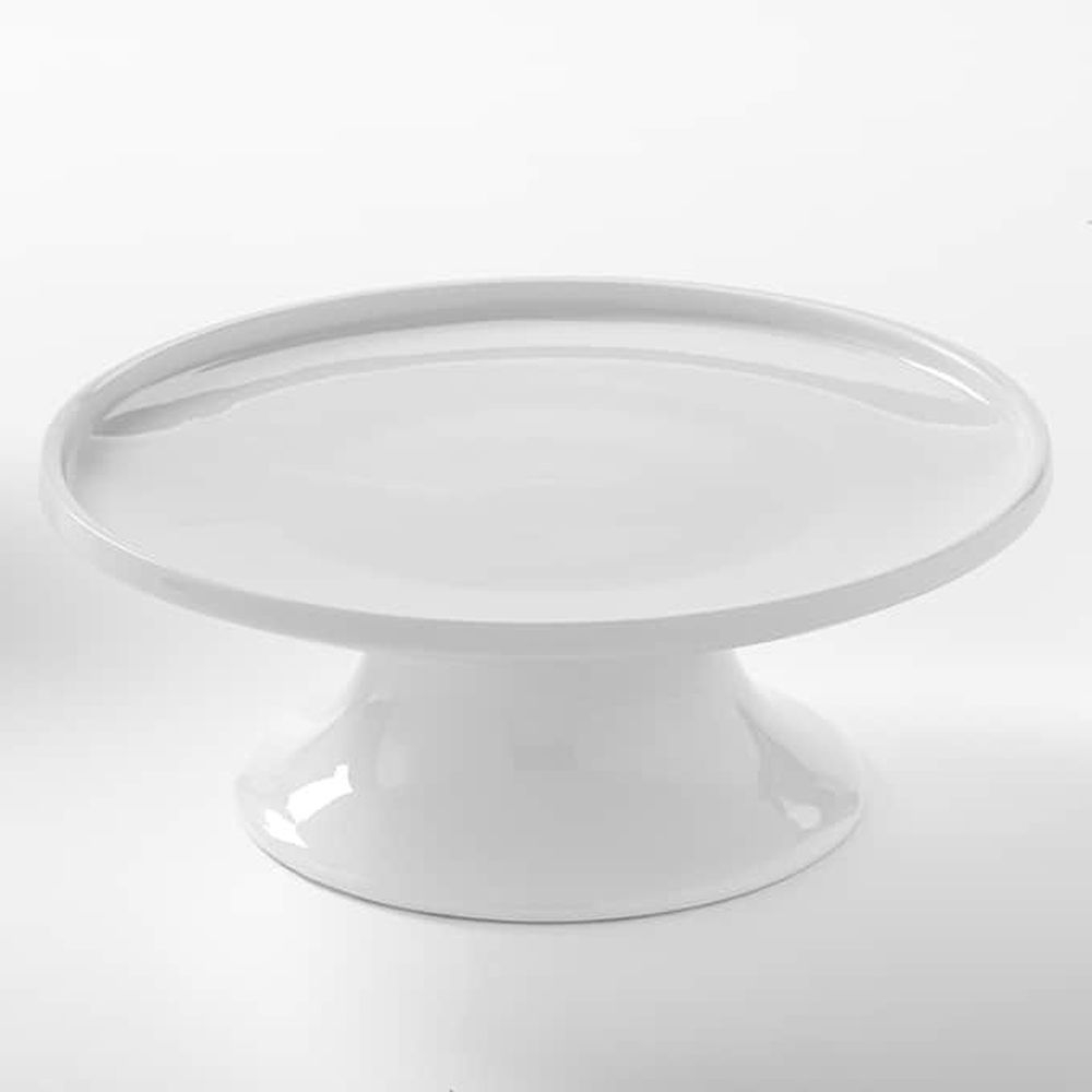 American Metalcraft White Porcelain Large Serving Stand, 8 Inch Dia. X 3 1/8 Inch Height