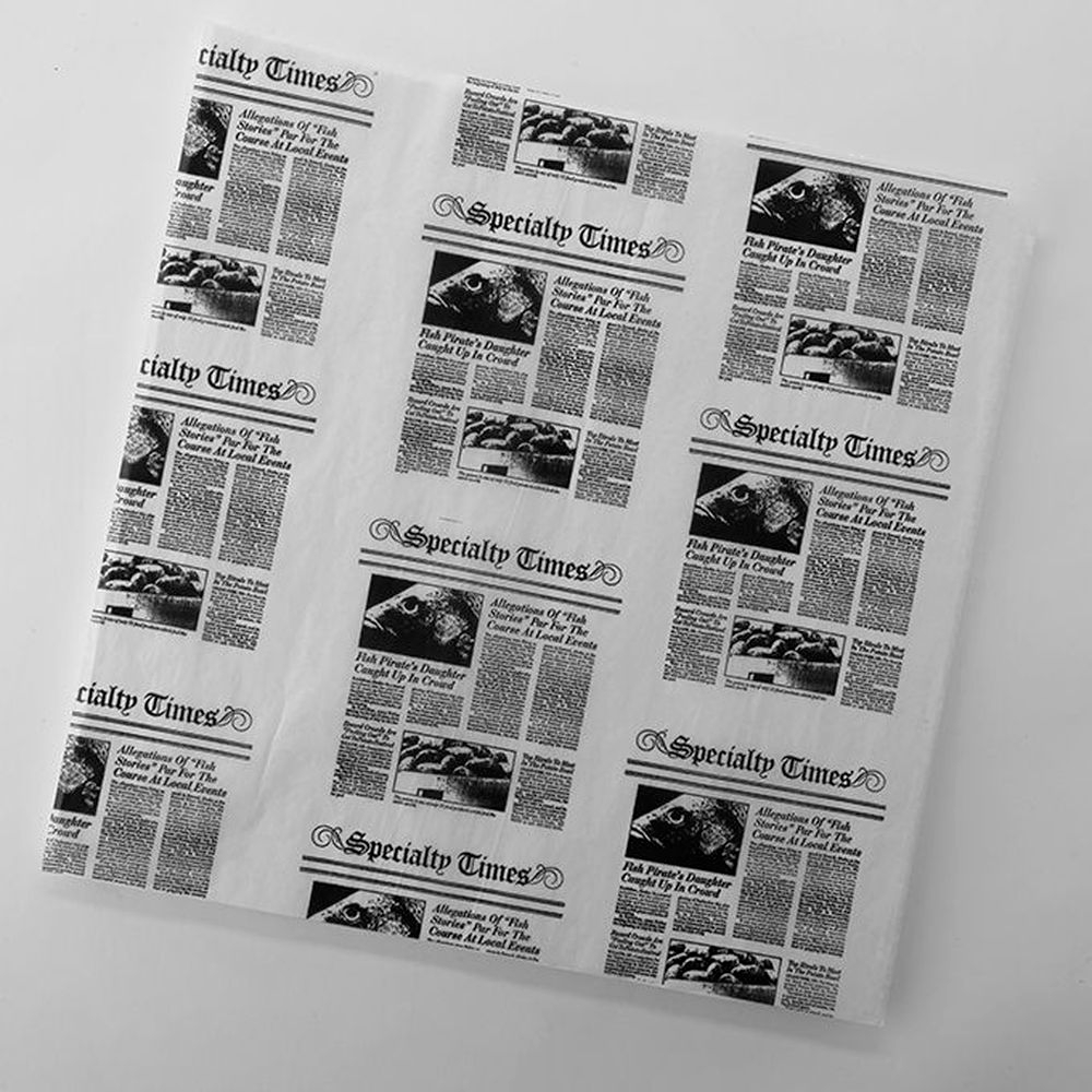 American Metalcraft Square Newspaper Print Fry Paper, 16 Inch
