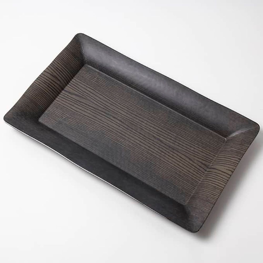 American Metalcraft Rectangular Walnut Melamine Platter, 21 inch Length