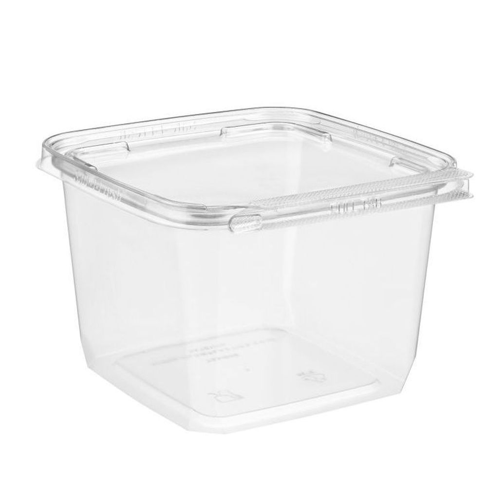 SnackWare PET Square Single Compartment Container with Hinged Lid