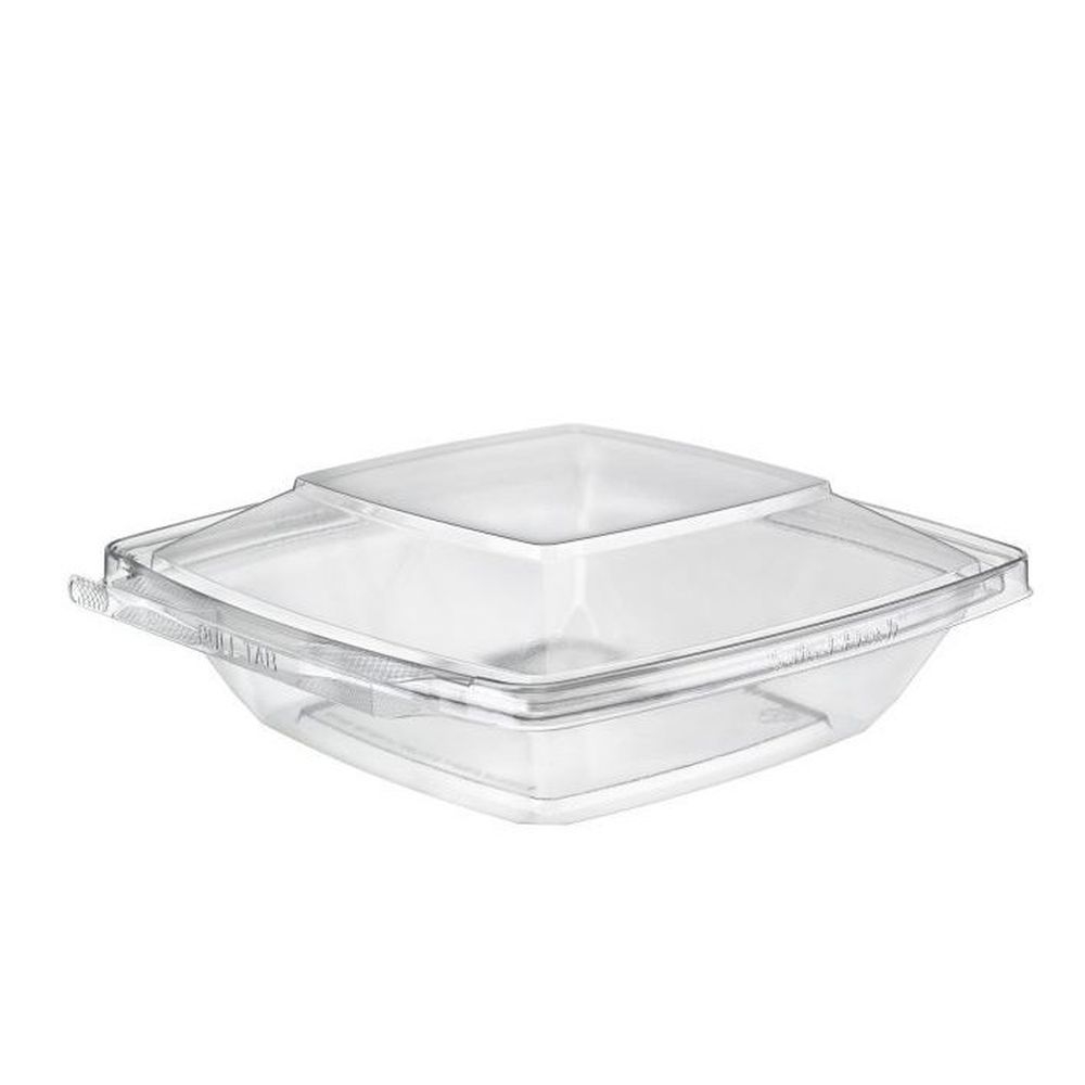 PagodaWare Clear PET Squre Single Compartment Container with Hinged Lid