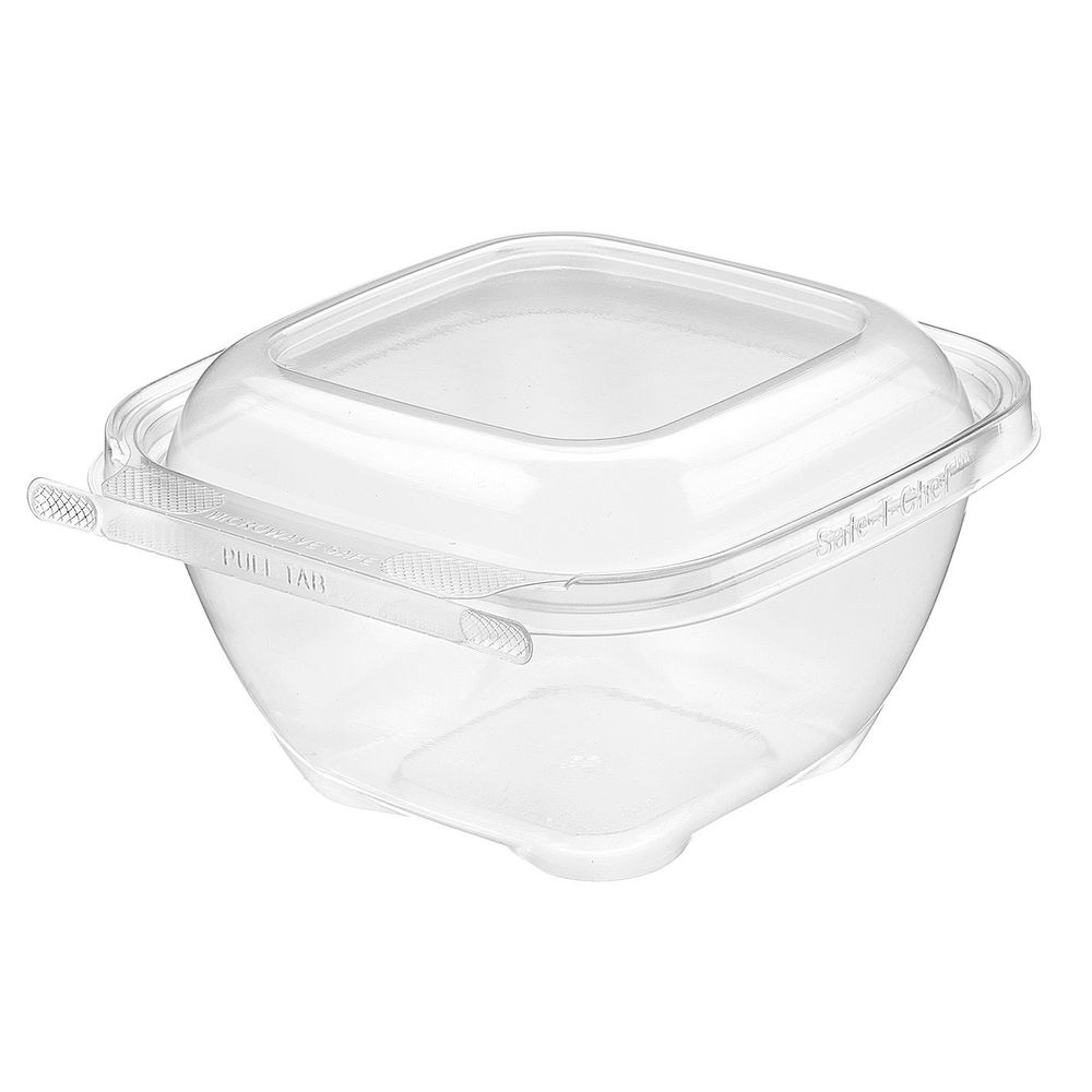 Clear Polypropylene Square One Compartment Tamper Evident Clamshell