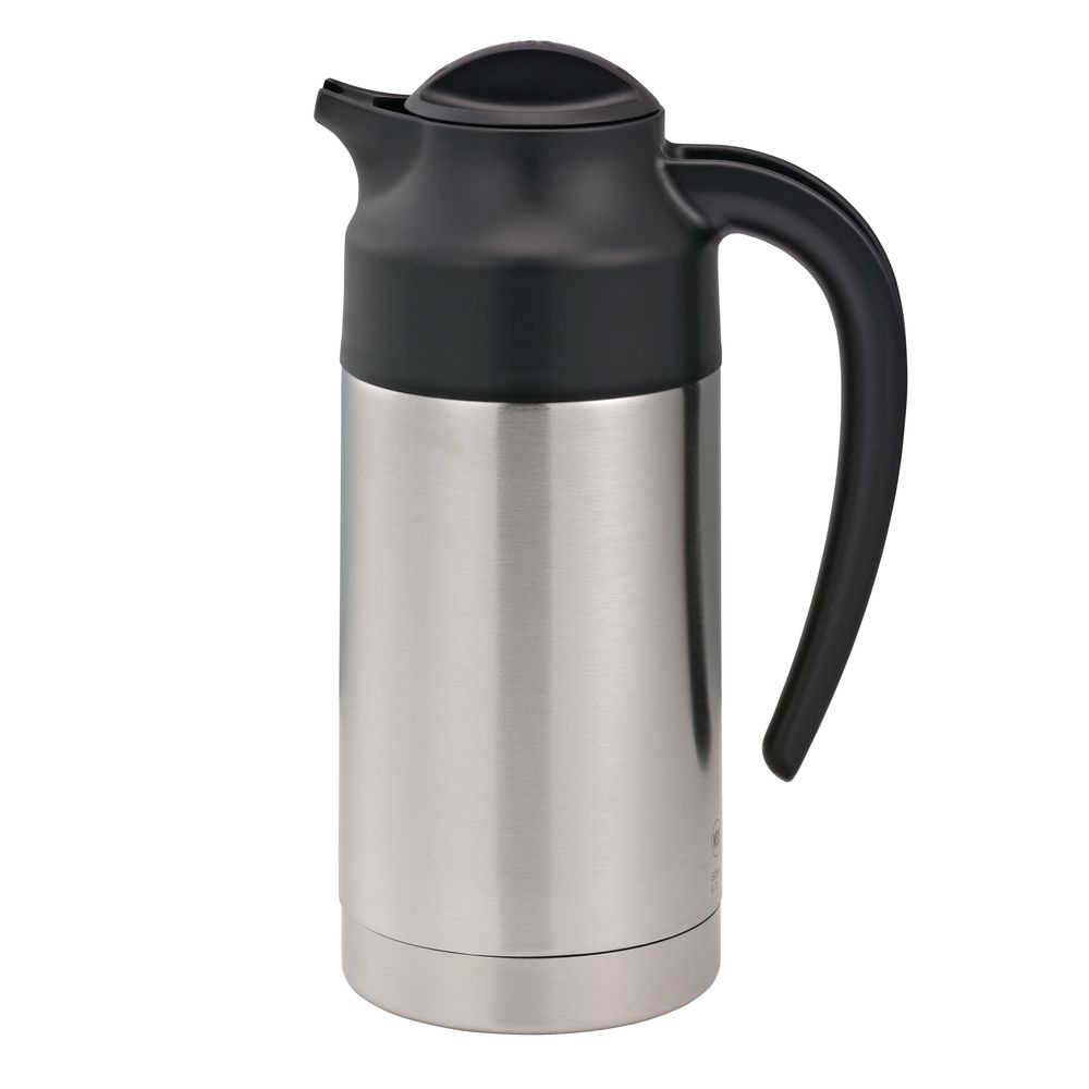 SteelVac Brushed Stainless and Black Finish Vacuum Insulated Creamer with Steel Base and Twist Lid
