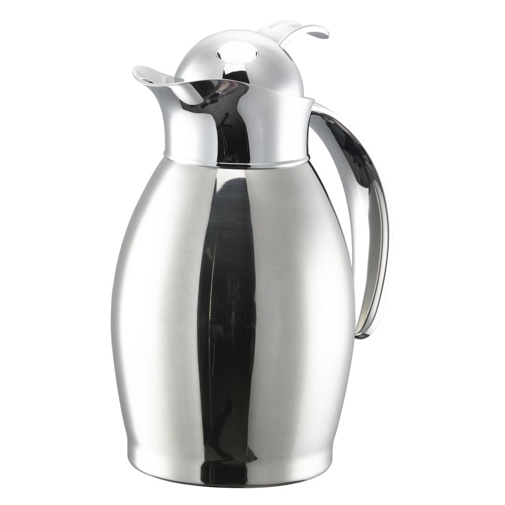 Nicollet Series Polished Stainless Finish Stainless Vacuum Insulated Carafe with Push Button Lid 0.6 Liter Capacity