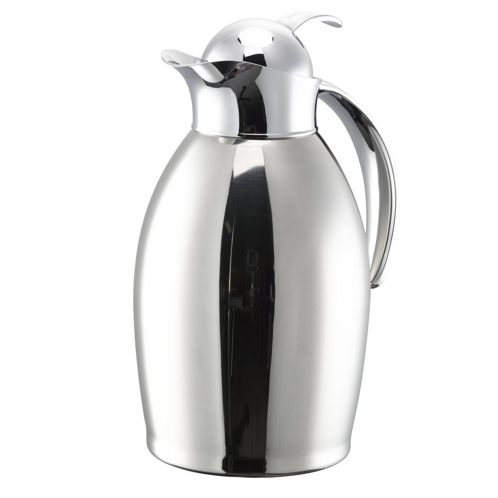 Nicollet Series Polished Stainless Finish Stainless Vacuum Insulated Carafe with Push Button Lid 1 Liter Capacity