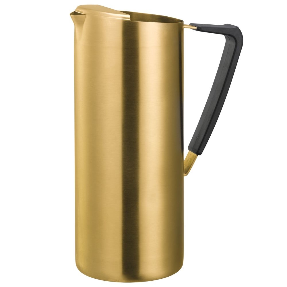 Slim Vintage Gold Finish Stainless Water Pitcher with Ice Guard
