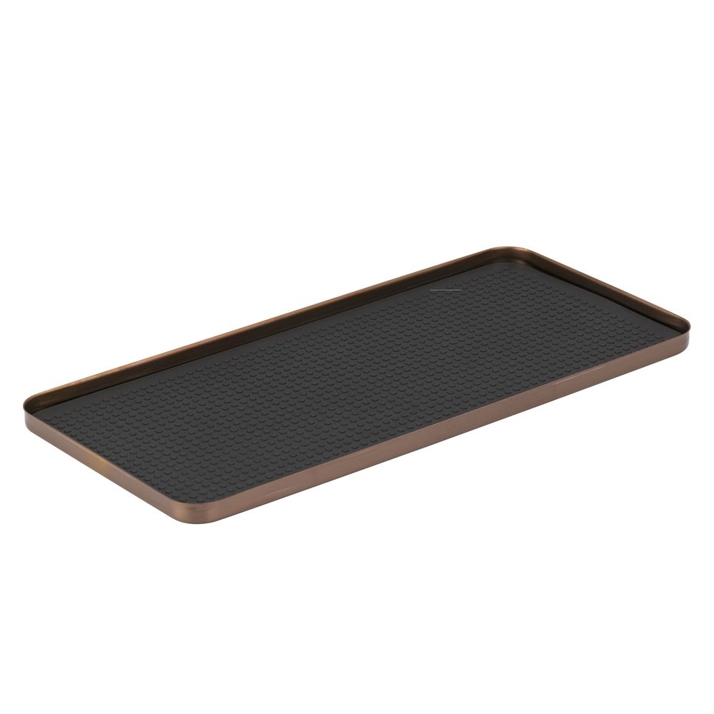 Service Ideas Modern Edge Rose Gold Finish Onyx Rectangle Cocktail Serving Tray, 11 X 5 Inch