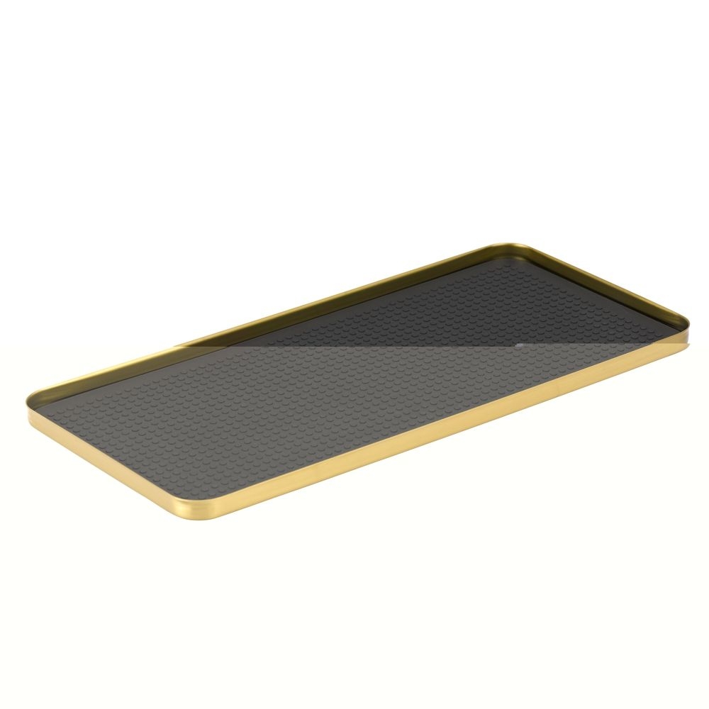 Service Ideas Modern Edge Vintage Gold Finish Rectangle Cocktail Serving Tray, 11 X 5 Inch