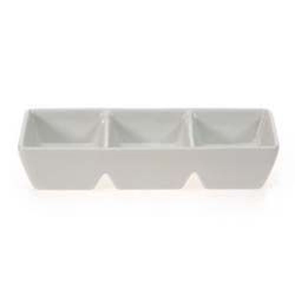 Porcelain White Three 2.5 Ounce Wells Sauce Dish