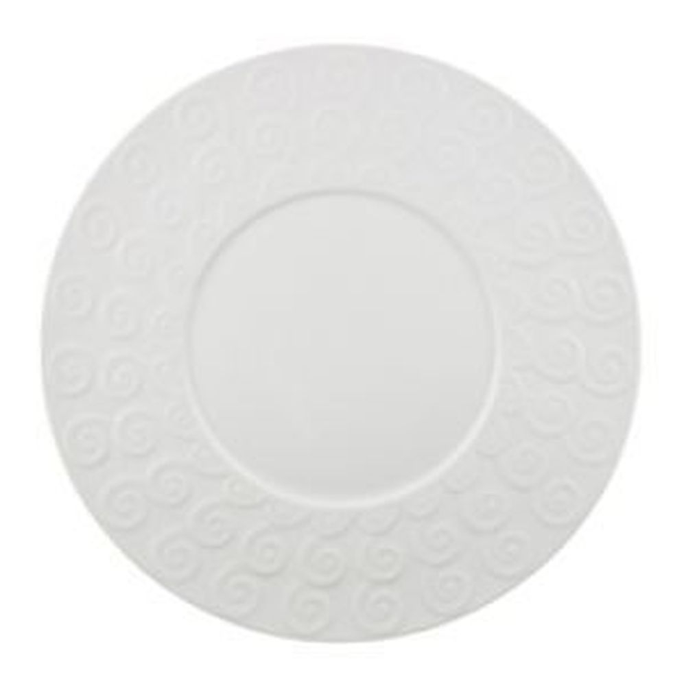 Porcelain White 12 1/2 inch Scroll Dish