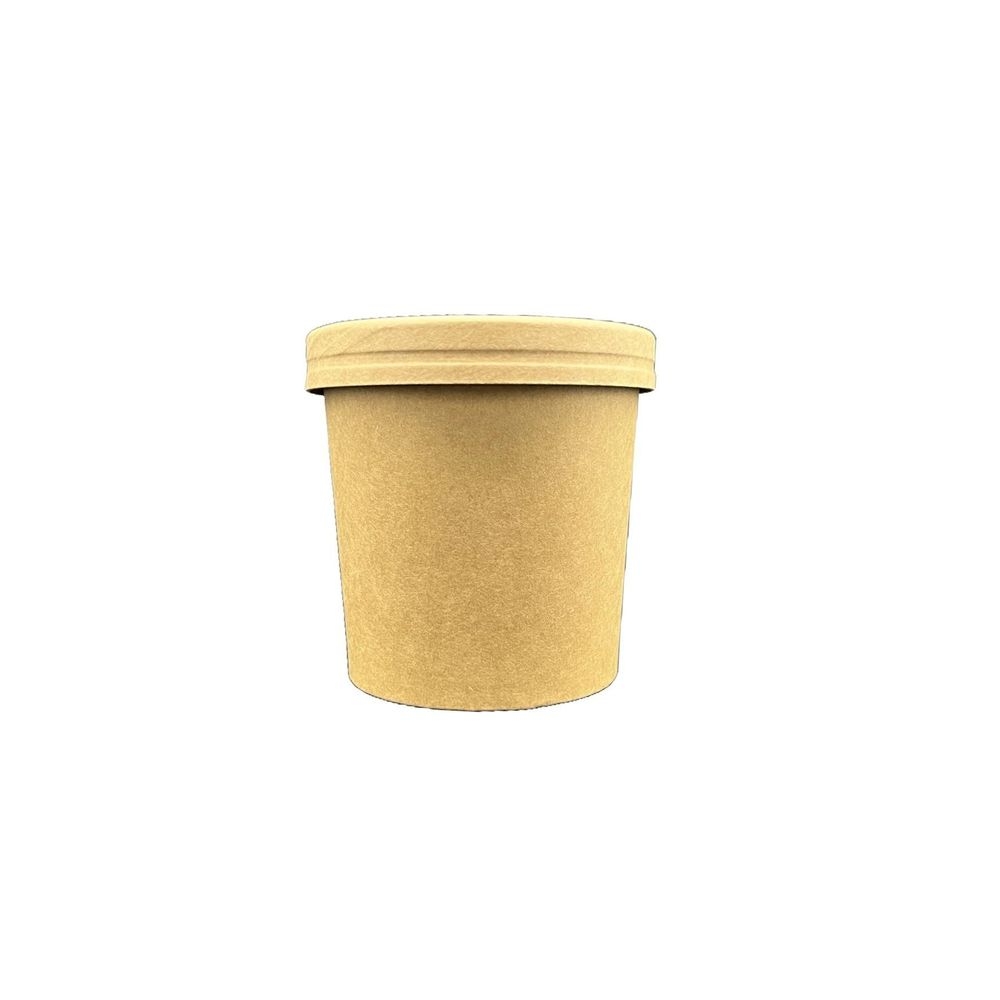 Kraft Paper Soup Cup with Lid 12 Ounce