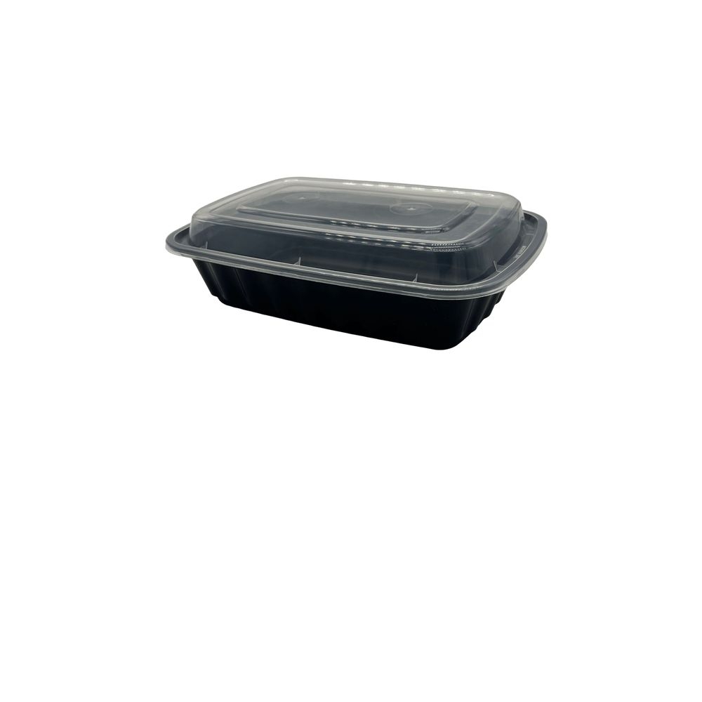 Black 8 x 6 inch Deep Rectangular Microwaveable Container with Clear Lid