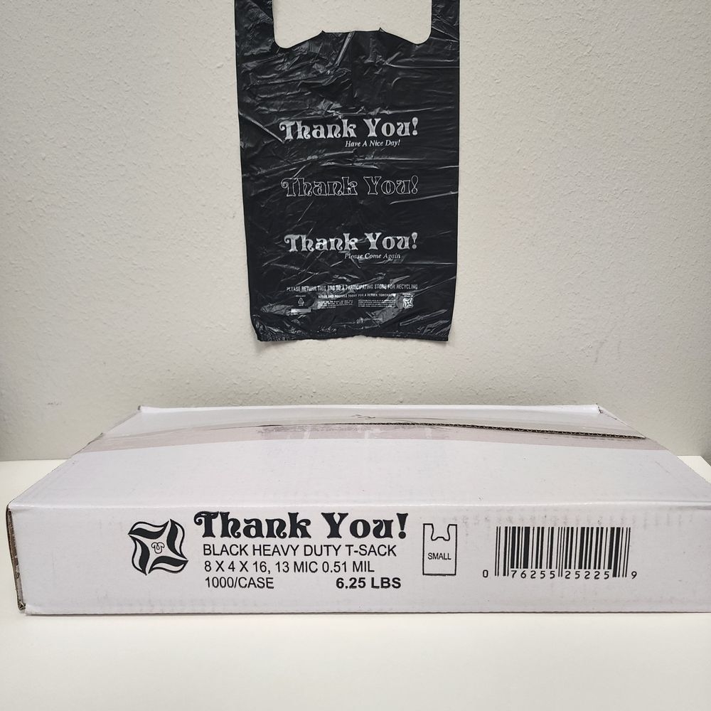 Thank you Print Black Heavy Duty Plain T-Sack