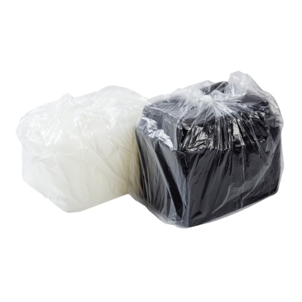 Black Polypropylene Round 3 Compartment To Go Container with Clear Top