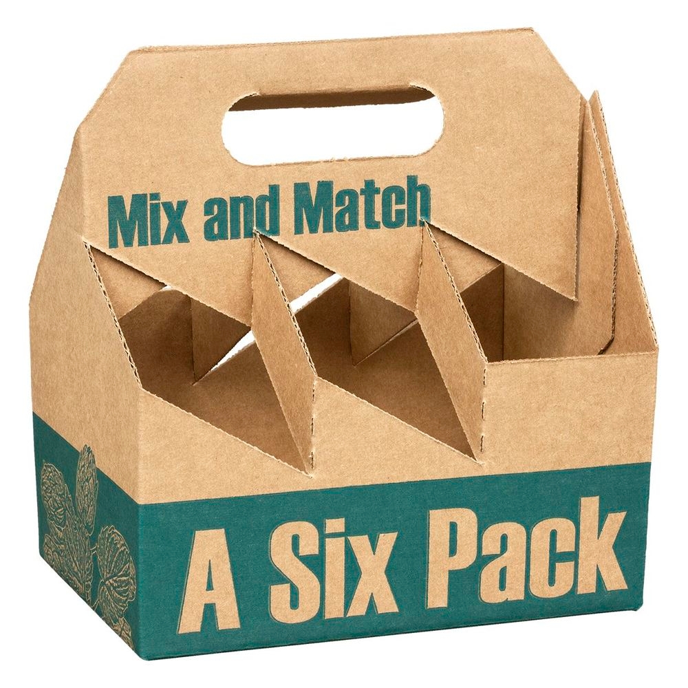 Inno-pak Mix And Match Print 6-bottle Corrugated Beer Carrier, 8 X 5.25 X 8.25 Inch -- 75 Per Case