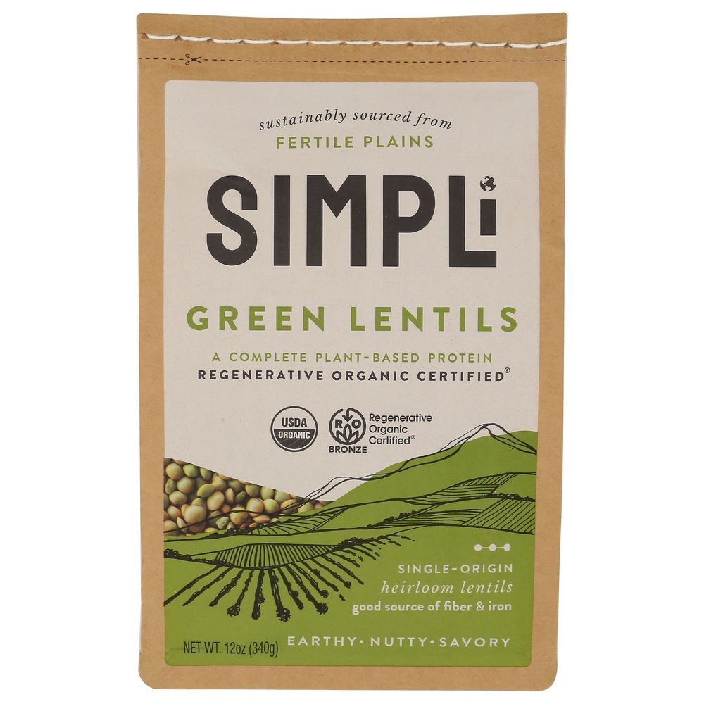 Simpli Regenerative Organic Green Lentils, 12 Ounce -- 8 Per Case