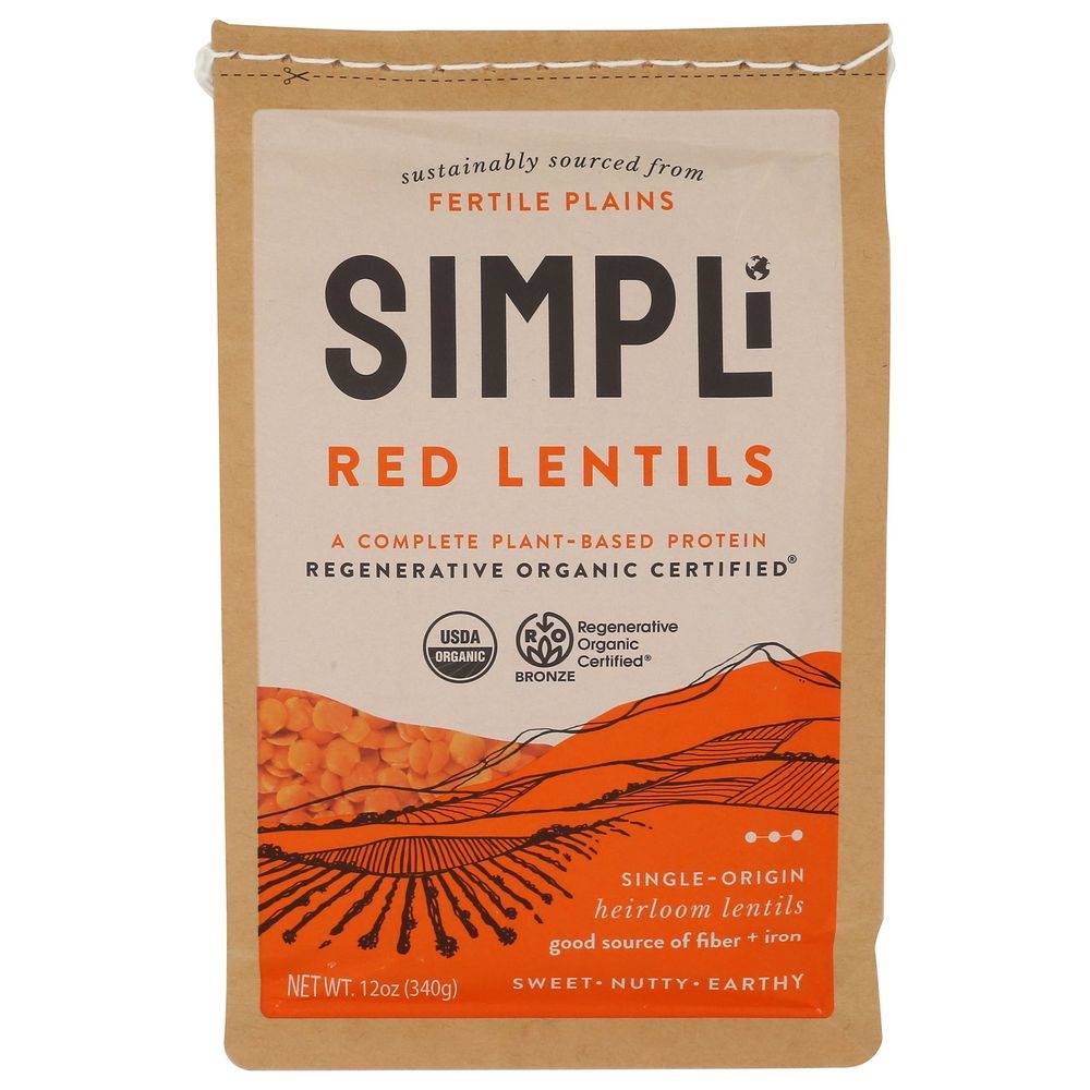 Simpli Regenerative Organic Red Lentils, 12 Ounce -- 8 Per Case