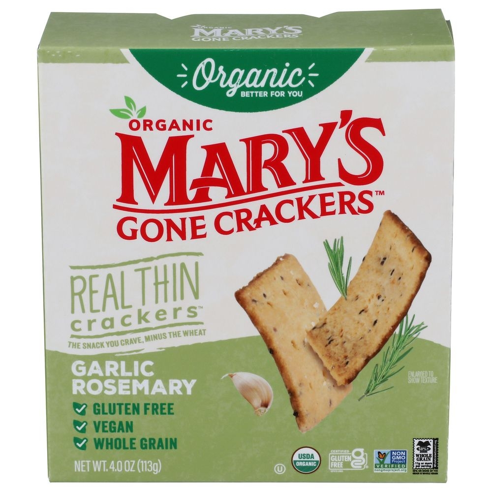 Organic Garlic Rosemary Real Thin Crackers