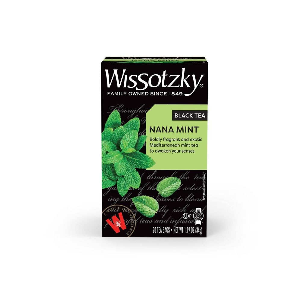 Wissotzky Simply Nana Mint Black Tea, 20 Tea Bags -- 6 Per Case
