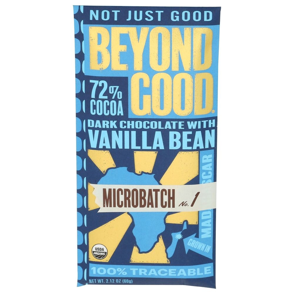 Organic 72 Percent Cocoa Dark Chocolate with Vanilla Bean Microbatch Bar