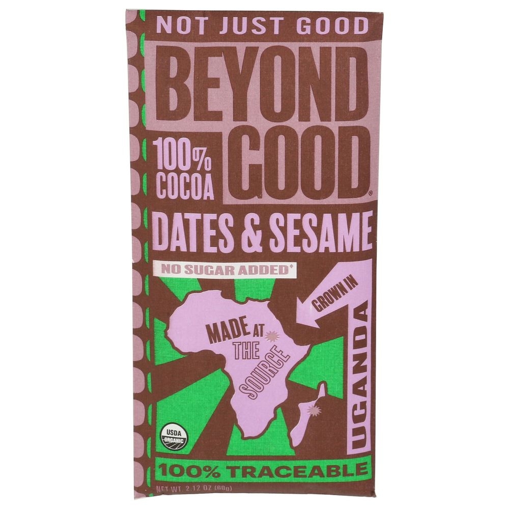 Organic 100 Percent Cocoa Dates and Sesame Dark Chocolate Bar