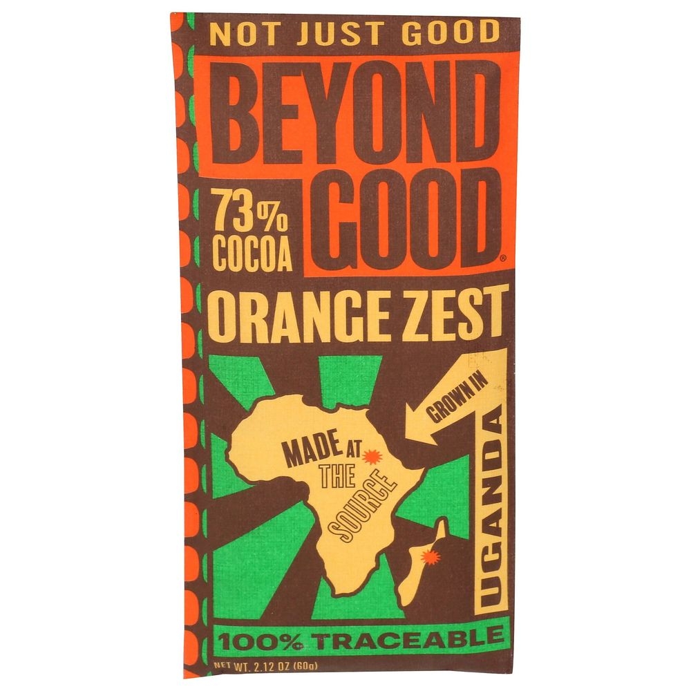 Organic 73 Percent Cocoa Orange Zest Dark Chocolate Bar