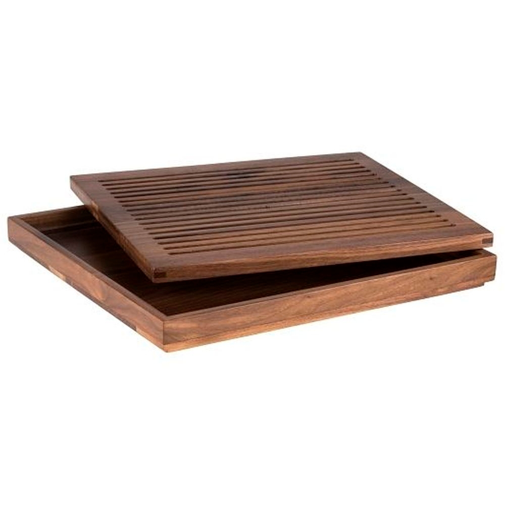 Walnut Wood Brown GN 2/3 Cutting Board with Removable Crumb Tray
