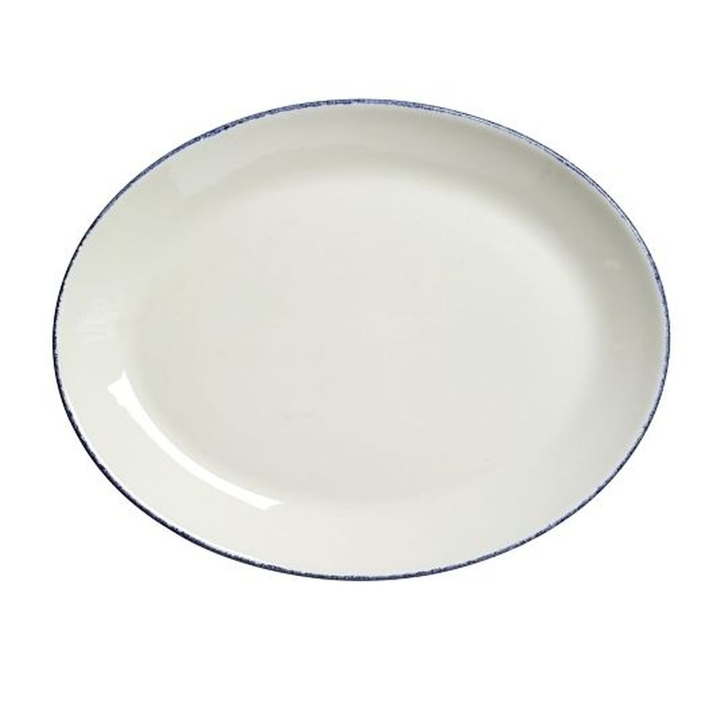 Blue Dapple Alumina Vitrified 12 inch Oval Coupe Platter, 12 count