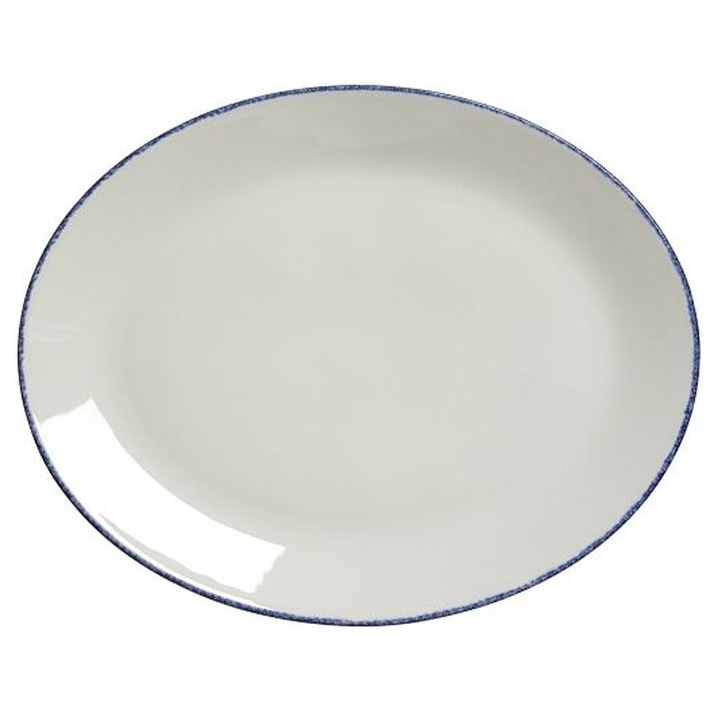 Blue Dapple Alumina Vitrified 13.5 inch Oval Coupe Platter, 12 count