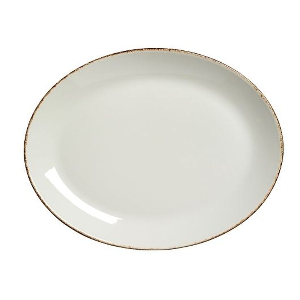 Brown Dapple Alumina Vitrified 12 inch Oval Coupe Platter, 12 count