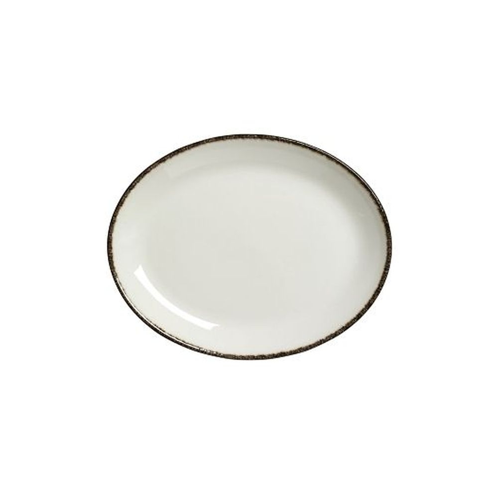Charcoal Dapple Alumina Vitrified 8 inch Oval Coupe Platter, 24 count