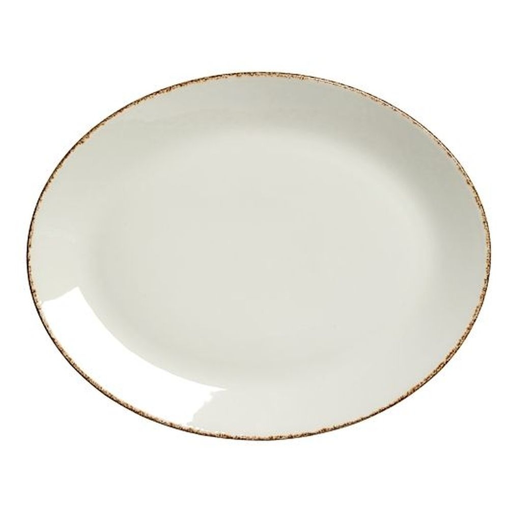 Brown Dapple Alumina Vitrified 13.5 inch Oval Coupe Platter, 12 count