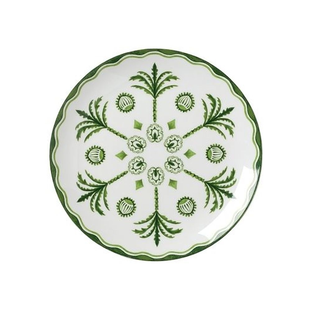 Sultans Garden Green Bone China 8 1/4 inch Coupe Plate, 12 count