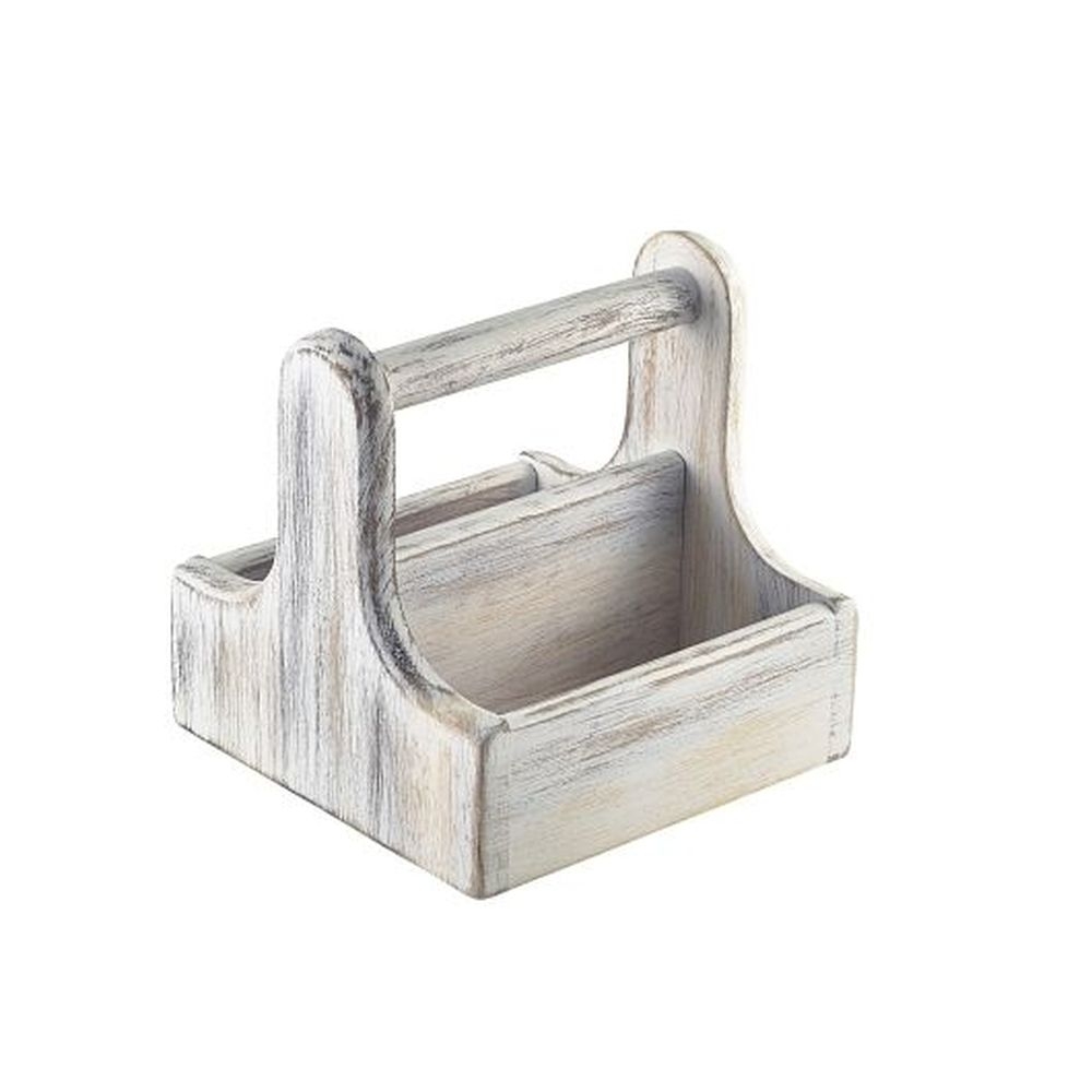 White Wood 5 7/8 inch Table Caddy, 12 count